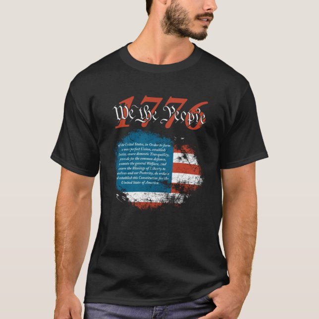 T-shirt 1776 For Men or Women America Flag Patriotic We Th (Devant)