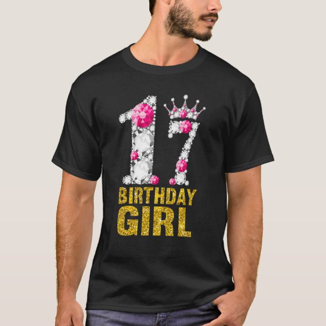 T-shirt 17 ans 17e anniversaire fille reine corneille diam (Devant)