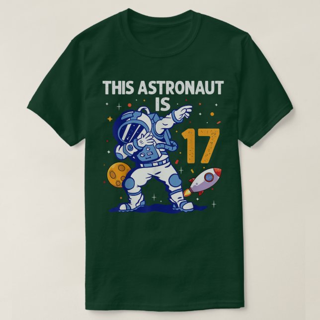 T-shirt 17 Ans Astronaut planète spatiale 17e Anniversaire (Design devant)