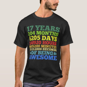 T-shirt 17 Ans Vintage 17 Anniversaire 204 Mois