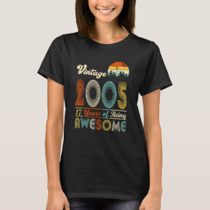 T-shirt 17 ans Vintage 2005 17e anniversaire Hommes Femmes