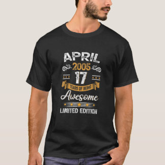 T-shirt 17 Ans Vintage Awesome Avril 2005 17E Anniversaire