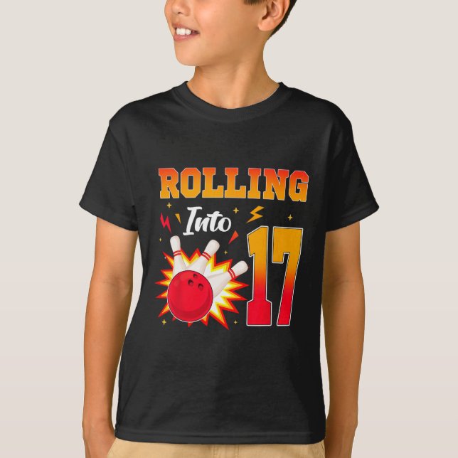T-shirt 17 Bowling Anniversaire Fête 17 Ans (Devant)
