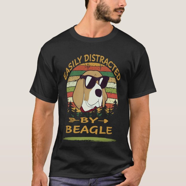T-shirt 17 Facilement Distrait Par Beagle (Devant)