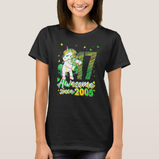 T-shirt 17 Years Old  Unicorn Flossing 17th Birthday Unico