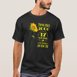T-shirt 17e anniversaire 17 ans filles tournesol Janvier