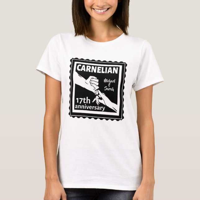 T-shirt 17e anniversaire du mariage noir et blanc (Devant)