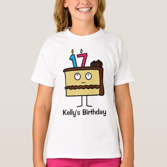 T-shirt 17e anniversaire gâteau aux bougies (Devant)