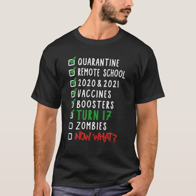 T-shirt 17E Anniversaire I Quarantine Remote School Zombie (Devant)