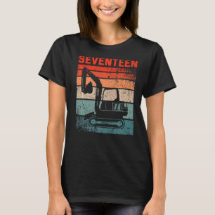 T-shirt 17e anniversaire Retro Excavateur Véhicule de cons