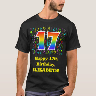 T-shirt 17e anniversaire : Symboles de musique colorée, Ar