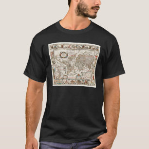 T-SHIRT 17E SIÈCLE ANTIQUE CARTE DU MONDE HISTOIRE GÉOGRAP