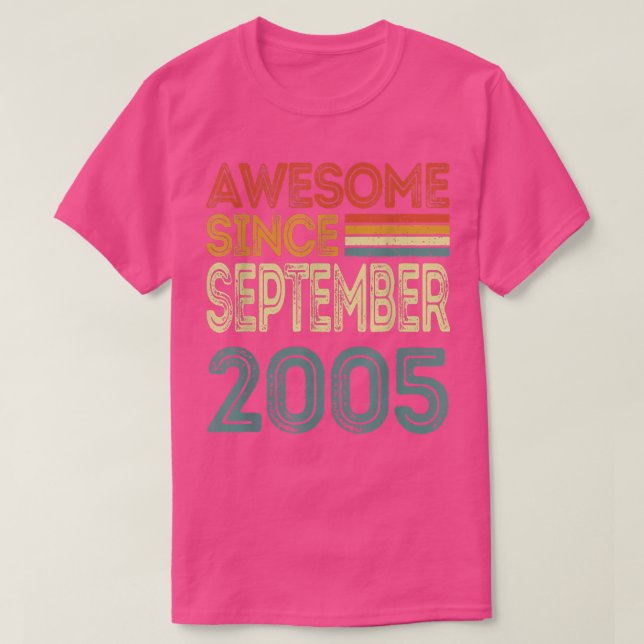 T-shirt 17th Birthday Gift Awesome Since September 2005 17 (Design devant)