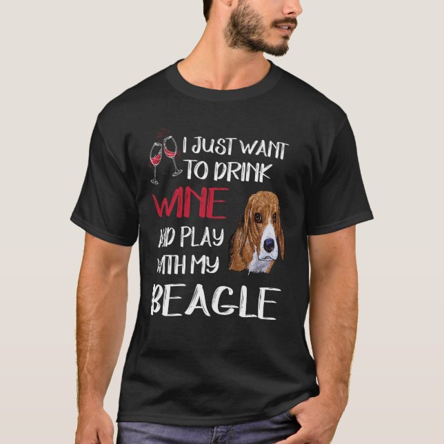 T-shirt 183 Boire Du Vin Et Jouer Avec Mon Beagle (Devant)