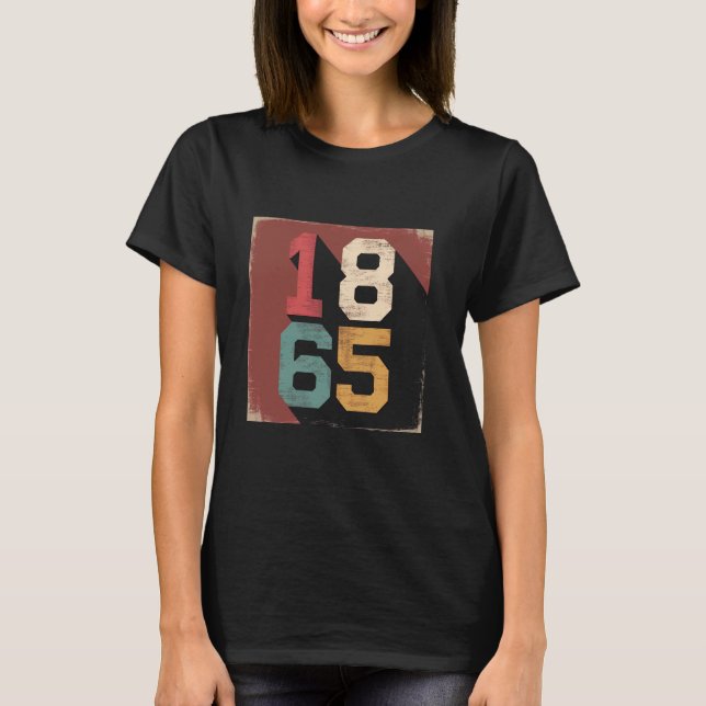 T-shirt 1865 Juneteenth Jour de la Liberté Typographie Vin (Devant)