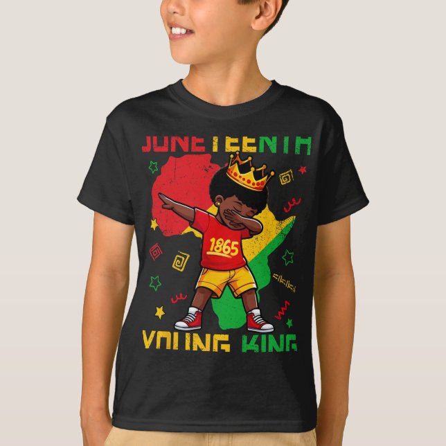 T-shirt 1865 Juneteenth Young King Dabbing Garçons Enfants (Devant)