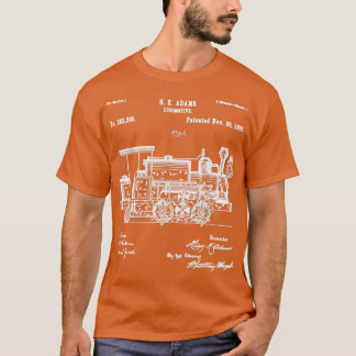 T-shirt 1886 Locomotive Steam Train Retro Patent Blueprint