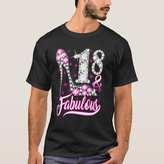 T-shirt 18 Ans 18 & Fabuleux 18e Anniversaire Diam rose (Devant)