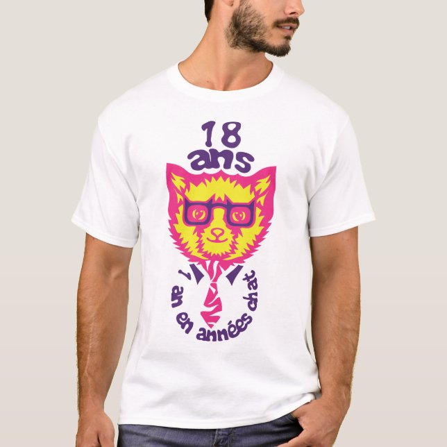 T-shirt 18 ans annee chat anniversaire (Devant)