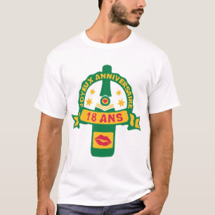 T-shirt 18 ans anniversaire bouteille champagne alcool pre