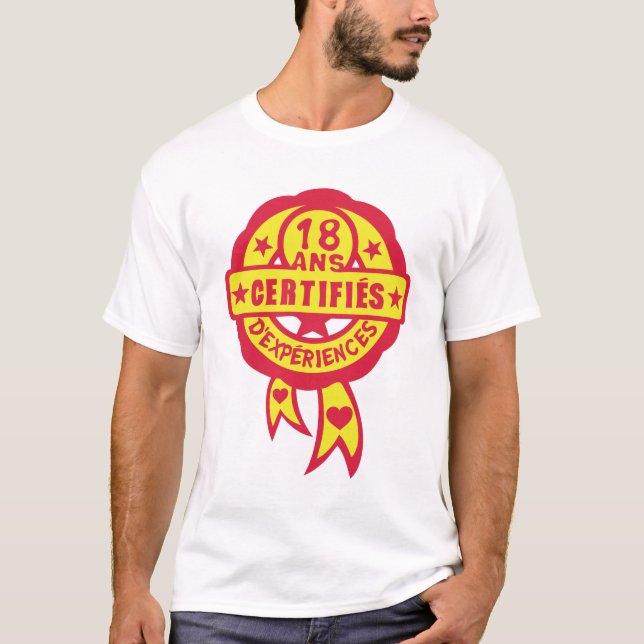 T-shirt 18 ans anniversaire certifie experience logo tampo (Devant)