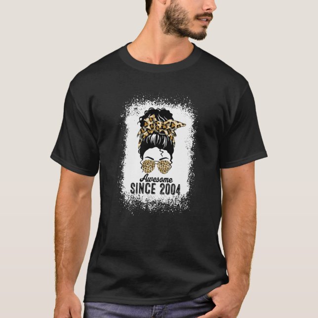 T-shirt 18 Ans Awesome Depuis 2004 Leopard 18e Naissance (Devant)