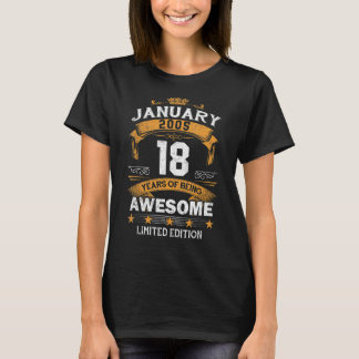 T-shirt 18 Ans Awesome Depuis Janvier 2005 18e Birt