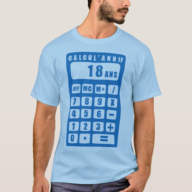 T-shirt 18 ans calculatrice anniversaire (Devant)