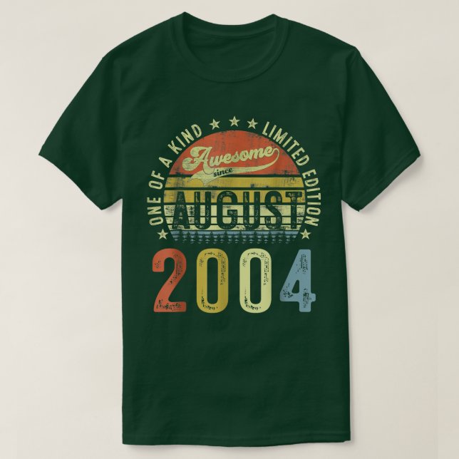 T-shirt 18 Ans Funny Awesome Depuis Août 2004 18 (Design devant)