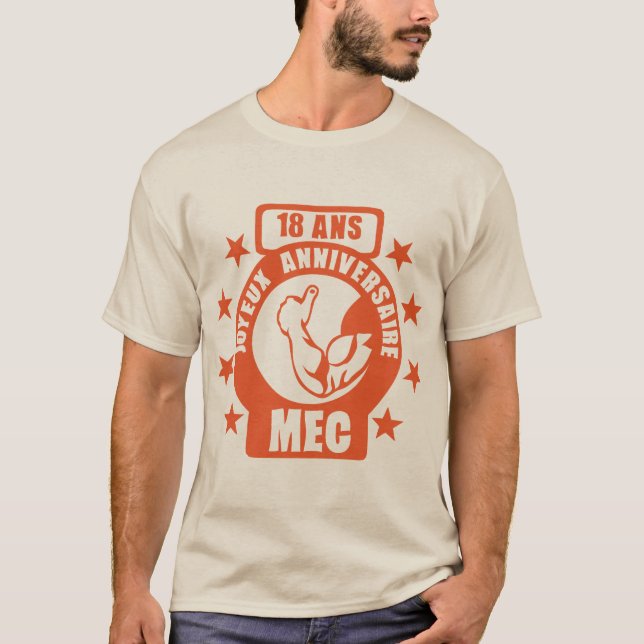 T-shirt 18 ans mec bras ok muscle anniversaire logo (Devant)