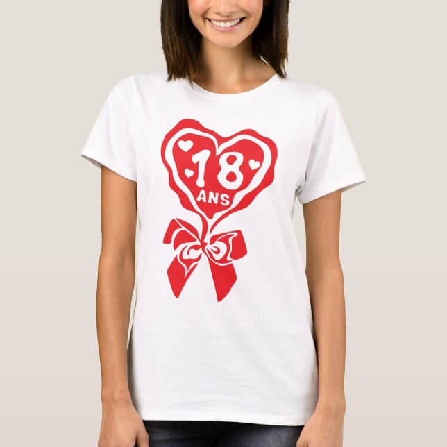 T-shirt 18 ans noeud cadeaux anniversaire coeur love1 (Devant)