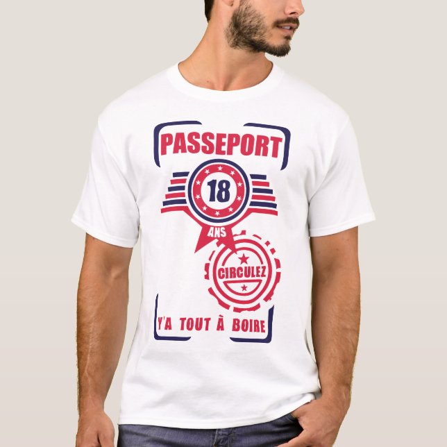 T-shirt 18 ans passeport anniversaire circulez (Devant)