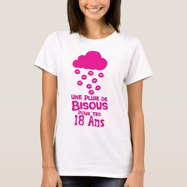 T-shirt 18 ans pluie bisous anniversaire levre nuage (Devant)