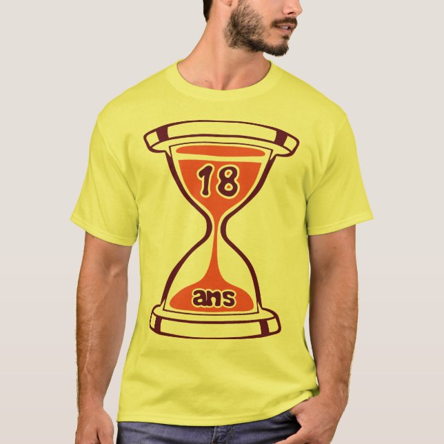 T-shirt 18 ans sablier temps anniversaire passe (Devant)