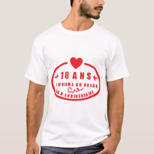 T-shirt 18 ans tampon poste anniversaire coeur cachet