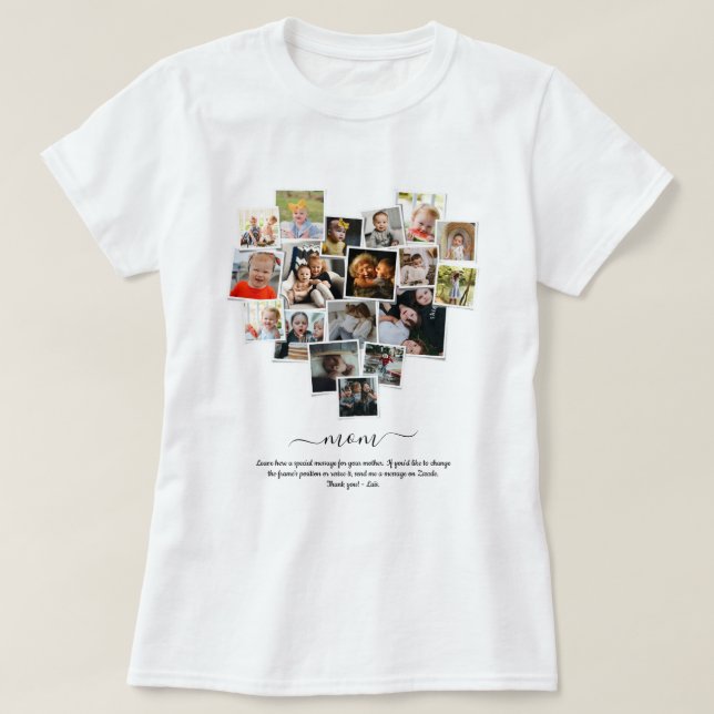 T-shirt 18 Photos Collage Forme cardiaque Joyeuse fête des (Design devant)