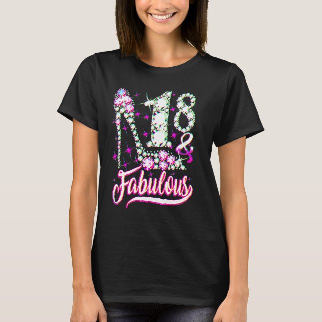 T-shirt 18 Years Old  18 & Fabulous 18th Birthday Pink Dia (Devant)
