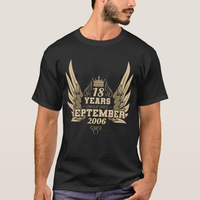 T-shirt 18e anniversaire ailes uniques depuis septembre 20 (Devant)