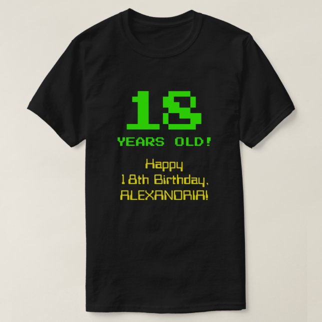 T-shirt 18e anniversaire : Amusant, 8 bits Look, Nerdy / G (Design devant)