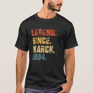 T-shirt 18E Anniversaire Cadeaux 18 Ans Légende Depuis Mar