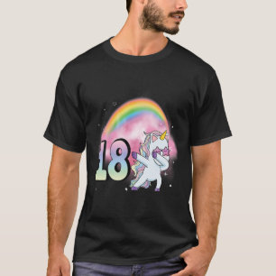 T-shirt 18E Anniversaire Dabbing Party Unicorn Girl 18 Ann