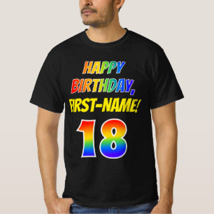 T-shirt 18e anniversaire — Gras, Amusant, Arc-en-ciel 18, 