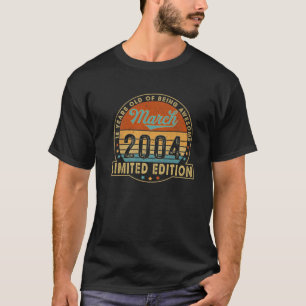 T-shirt 18E Anniversaire Né En Mars 2004 Vintage 18 Ans