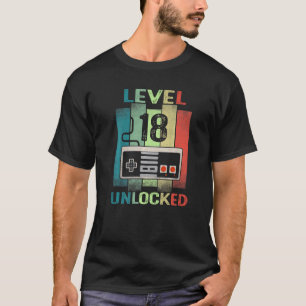 T-shirt 18e Anniversaire Niveau 18 Jeu vidéo déverrouillé 