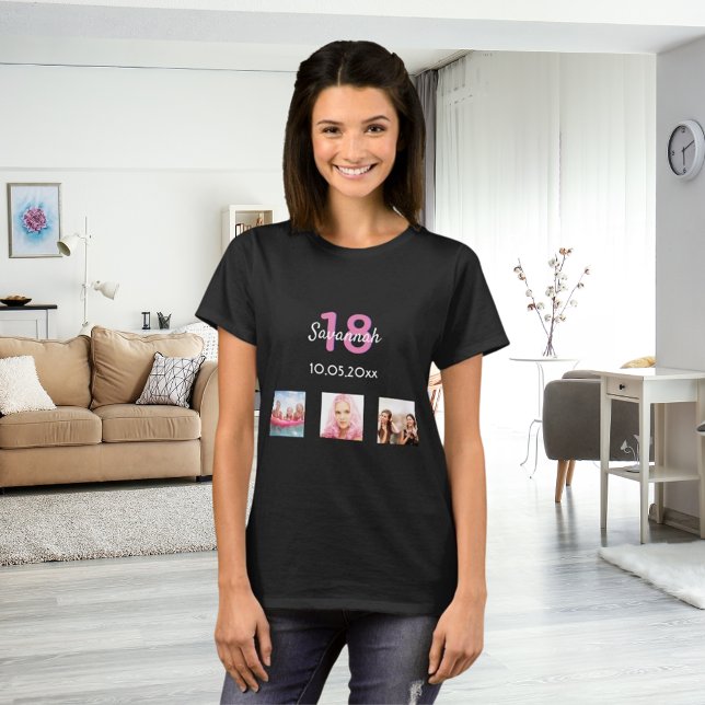 T-shirt 18e anniversaire photo personnalisée fille monogra (Créateur téléchargé)