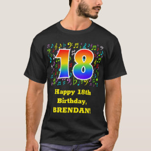 T-shirt 18e anniversaire : Symboles de musique colorée, A