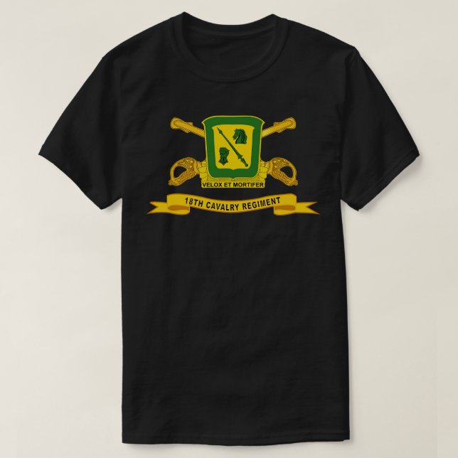 T-shirt 18e régiment de cavalerie avec Br Ribbon (Design devant)