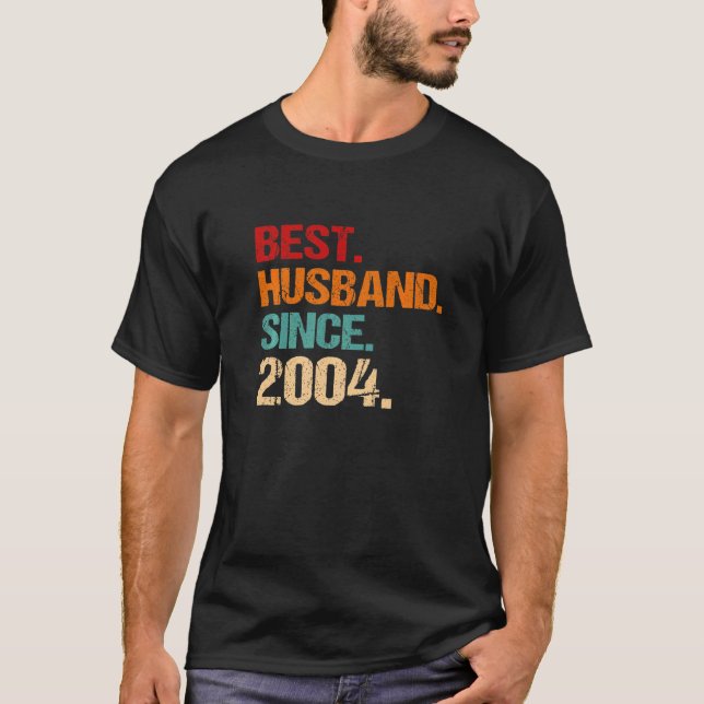 T-shirt 18th Wedding Anniversary Best Husband Since 2004 F (Devant)