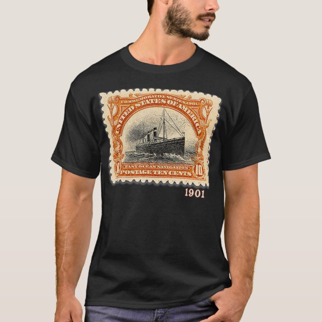 T-shirt 1901 États-Unis Timbre postal commémorant Ocean Li (Devant)