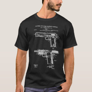 T-shirt 1911 Retro Vintage d'arme de poing schéma directeu